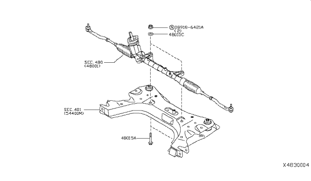 2007 Nissan Versa Steering Gear Mounting Diagram