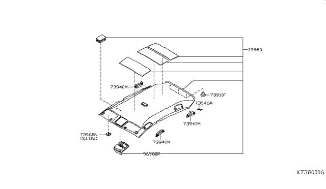 2010 Nissan Versa Module Assembly-Roof Trim Diagram for 739B0-EL01A