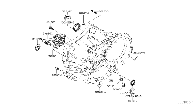 2010 Nissan Versa Transmission Case & Clutch Release Diagram 1