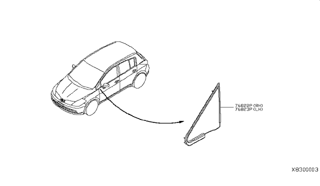 2011 Nissan Versa Glass-Opera Window,LH Diagram for 76821-ZR70A