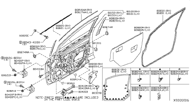 2011 Nissan Versa Tape-Front Door Sash,RH Diagram for 80812-EL000