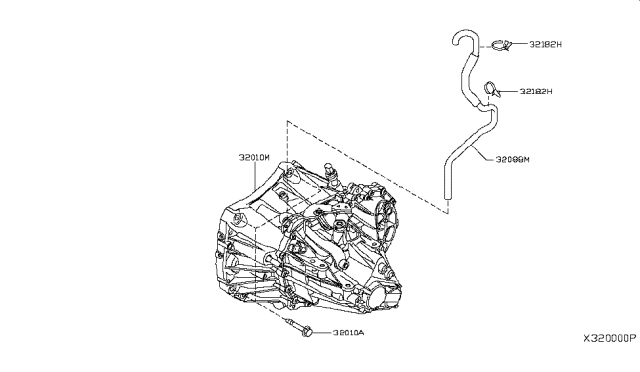 2009 Nissan Versa Manual Transmission, Transaxle & Fitting Diagram 1