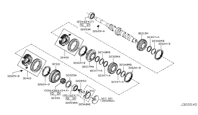 2007 Nissan Versa Gear Assembly Overdrive Input Shaft Diagram for 32312-00QAC