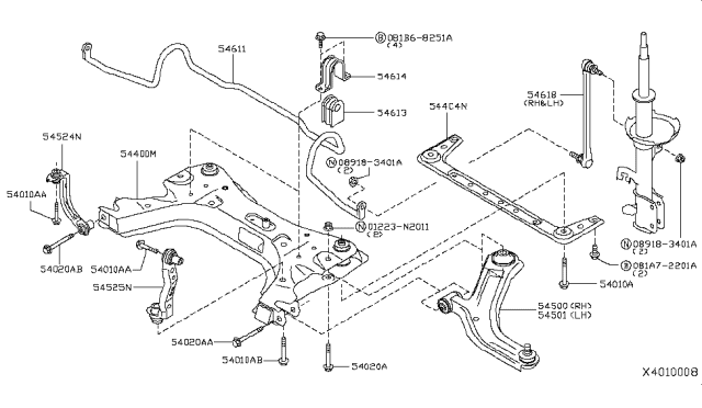 2012 Nissan Versa Link Complete-Front Suspension,Upper LH Diagram for 54525-EL000