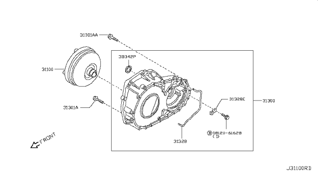 2009 Nissan Versa Torque Converter,Housing & Case Diagram 1