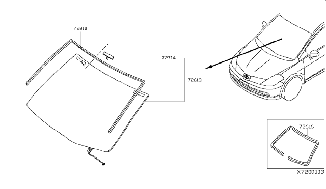 2007 Nissan Versa Spacer-Glass,A Diagram for 72714-2U000