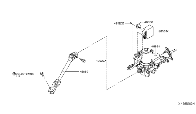 2008 Nissan Versa Joint Assembly-Steering, Lower Diagram for 48080-EM00A