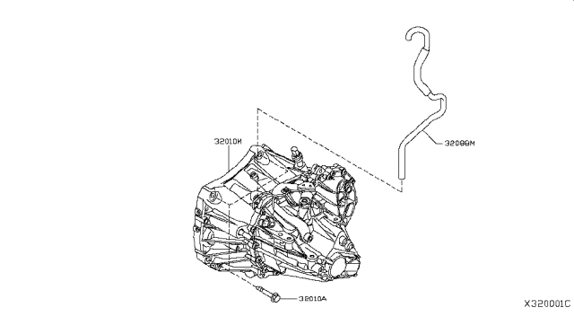 2012 Nissan Versa Manual Transmission, Transaxle & Fitting Diagram 1