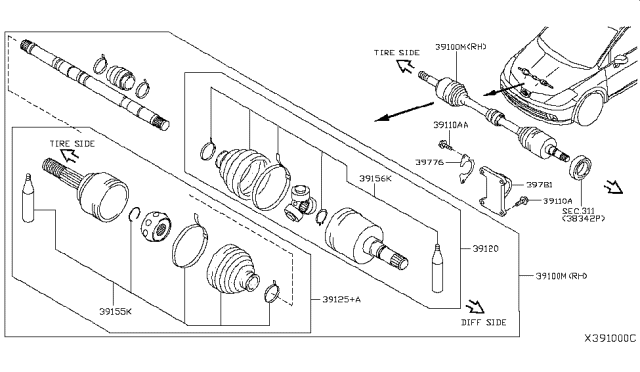 2007 Nissan Versa Front Drive Shaft (FF) Diagram 1