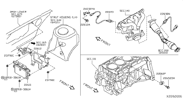 2012 Nissan Versa Engine Control Module Diagram for 23710-9EG4B