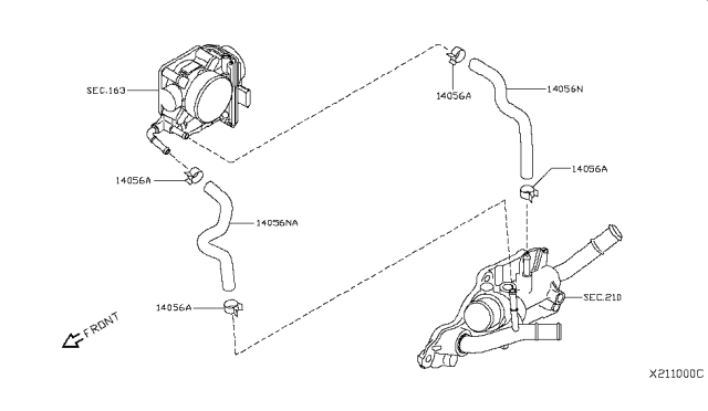 2009 Nissan Versa Water Hose & Piping Diagram