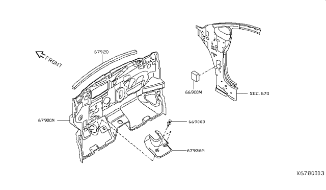 2012 Nissan Versa Cover-Steering Column Diagram for 67936-ED500