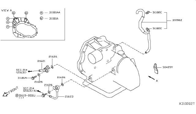 2011 Nissan Versa Auto Transmission,Transaxle & Fitting Diagram 6