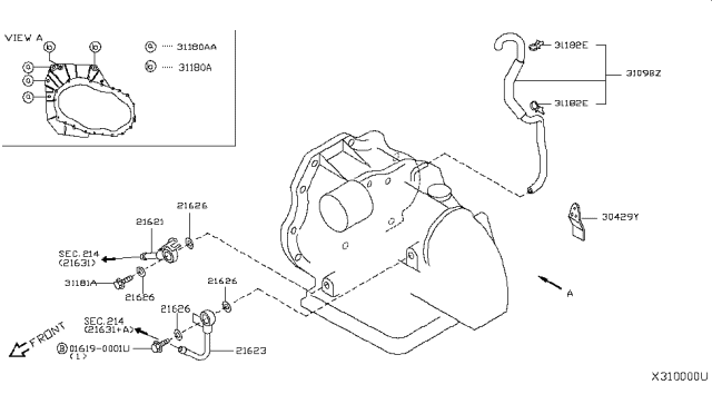 2010 Nissan Versa Auto Transmission,Transaxle & Fitting Diagram 3