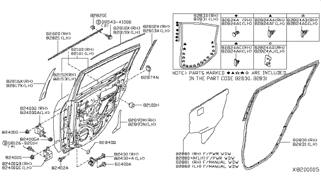 2008 Nissan Versa Screen-Sealing,Rear RH Diagram for 82860-EL010