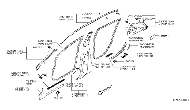 2010 Nissan Versa GARNISH Assembly-Front Pillar, RH Diagram for 76911-ZW81A