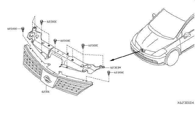 2012 Nissan Versa Front Grille Diagram