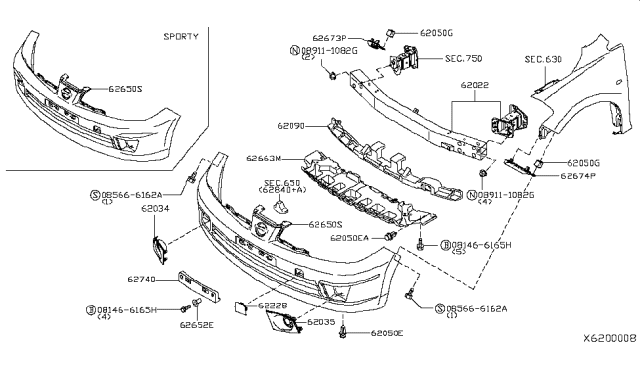 2011 Nissan Versa Front Bumper Diagram