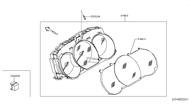 2009 Nissan Versa Speedometer Instrument Cluster Diagram for 24810-EL81B