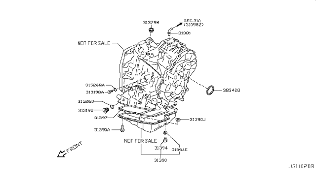 2010 Nissan Versa Torque Converter,Housing & Case Diagram 5