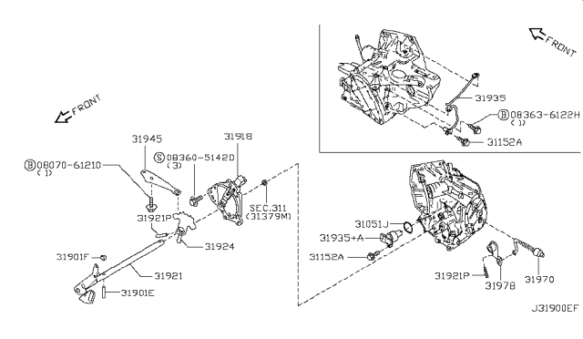 2009 Nissan Versa Spring-DETENT Diagram for 31945-31X02