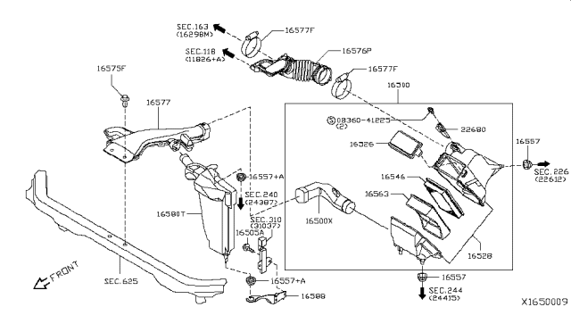 2007 Nissan Versa Bracket-Resonator Diagram for 16586-ED800