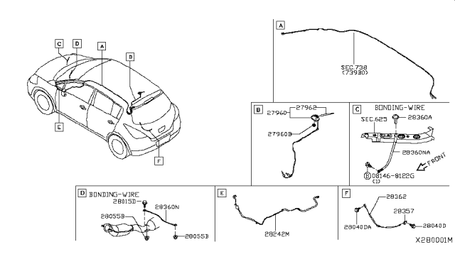 2011 Nissan Versa Feeder-Antenna,Sub Diagram for 28242-ZW82C