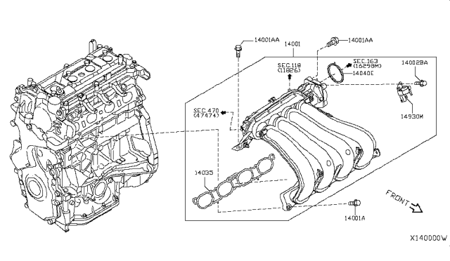 2008 Nissan Versa Manifold Assy-Intake Diagram for 14001-EL00A