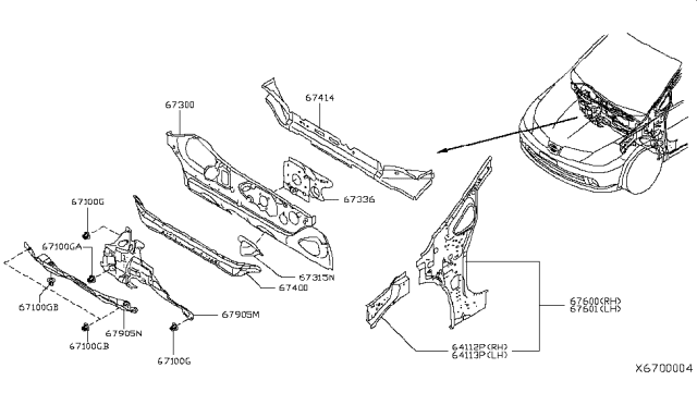 2010 Nissan Versa Dash-Side,RH Diagram for 76240-EL030