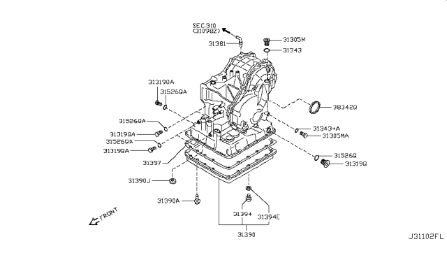 2008 Nissan Versa Torque Converter,Housing & Case Diagram 5