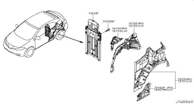 2011 Nissan Murano Wheel House-Rear,Outer LH Diagram for G6711-1GRMA