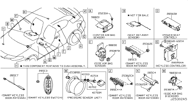 2013 Nissan Murano Switch Assembly - Smart KEYLESS Diagram for 285E3-9N07A