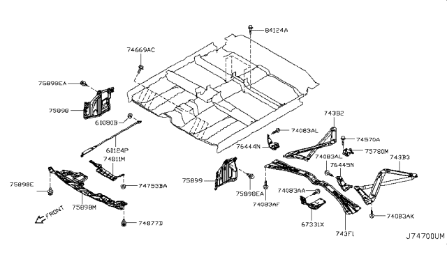 2011 Nissan Murano Frame Assembly-Front Floor,LH Diagram for 743B3-1GR0A