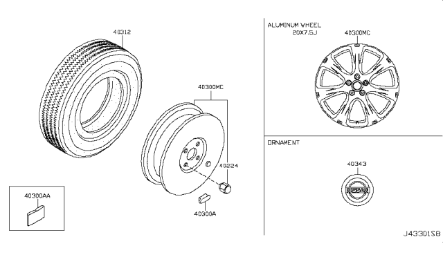 2014 Nissan Murano Road Wheel & Tire Diagram 2