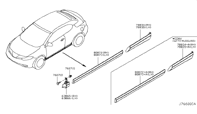 2013 Nissan Murano Moulding-Front Fender,RH Diagram for 63872-1GR0A