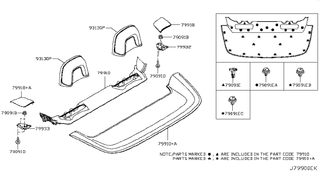 2011 Nissan Murano Finisher-Rear Parcel Shelf Diagram for 79910-1GR0A