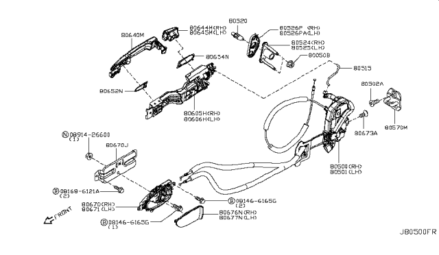 2011 Nissan Murano Rod-Key Lock,LH Diagram for 80515-1GR0A