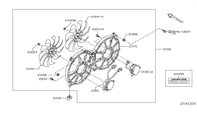 2014 Nissan Murano Motor Assy-Fan Diagram for 21487-1AA0D