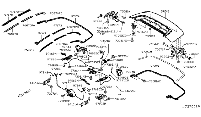 2011 Nissan Murano Lid Assembly-Roof Storage Diagram for K720B-1GRMA