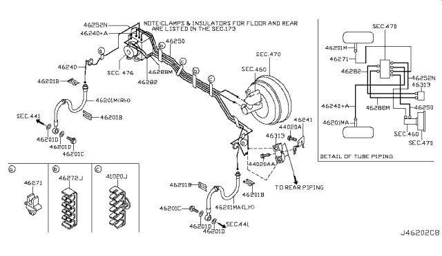 2011 Nissan Murano Tube Assembly-Brake,Front Master Cylinder Diagram for 46250-1AA0A