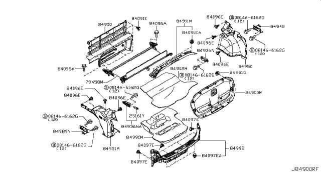 2014 Nissan Murano Carpet-Trunk Floor Diagram for 84902-1GR0A