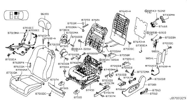 2012 Nissan Murano Holder ASY Head Diagram for 87602-9Y000