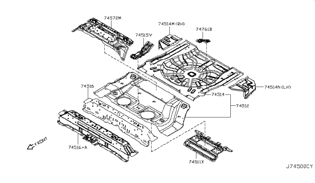 2012 Nissan Murano Support-Rear Seat Back Diagram for 74520-1GR0A