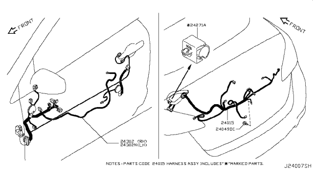 2014 Nissan Murano Harness-Tail Diagram for 24015-1GR0A