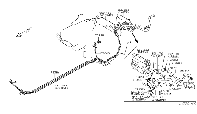 2014 Nissan Murano Hose-Evaporation Diagram for 17336-1AA0A