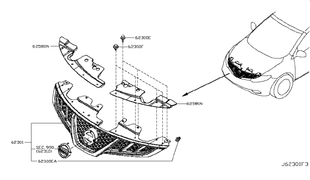 2014 Nissan Murano Front Grille Diagram