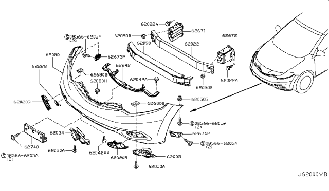 2011 Nissan Murano Front Bumper Diagram