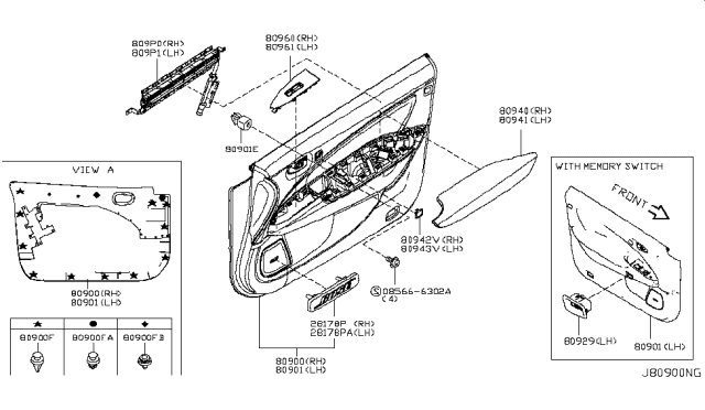 2013 Nissan Murano Front Door Trimming Diagram