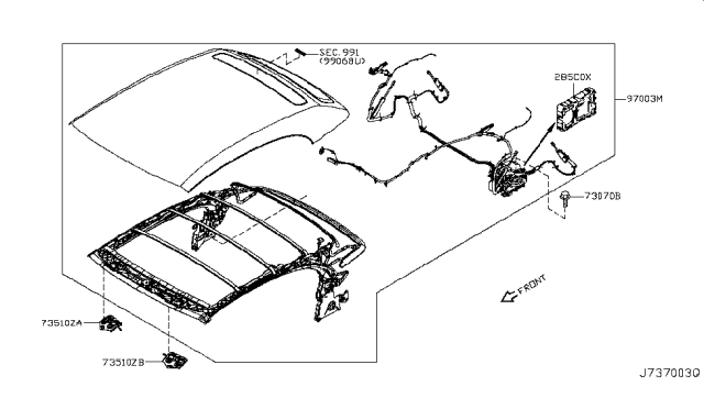 2012 Nissan Murano Striker Assy-Front Lock Diagram for 97083-1GR0A