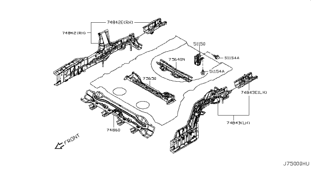 2011 Nissan Murano Member-Cross,Rear Seat Diagram for 75630-1AA0A